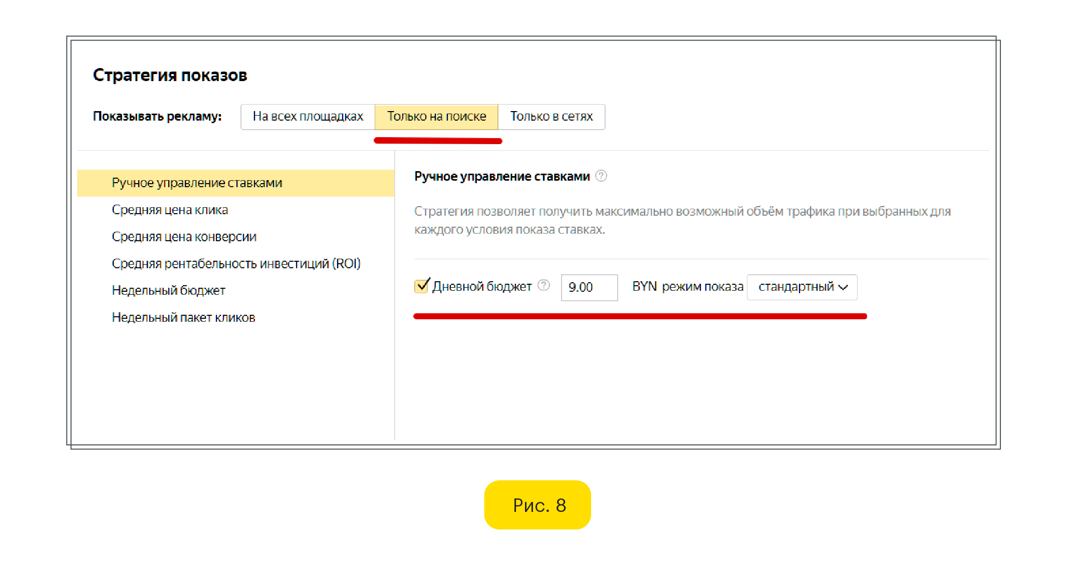 Ручное управление ставками Яндекс Директ